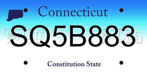SQ5B883 Connecticut License Plate