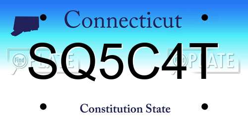 SQ5C4T Connecticut License Plate
