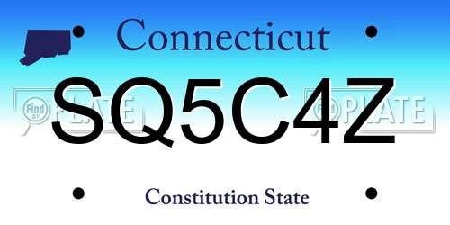 SQ5C4Z Connecticut License Plate