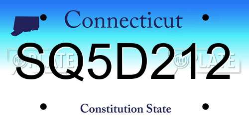 SQ5D212 Connecticut License Plate