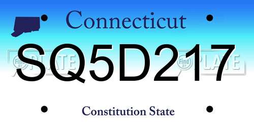 SQ5D217 Connecticut License Plate