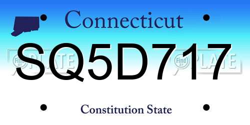 SQ5D717 Connecticut License Plate