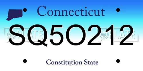 SQ5O212 Connecticut License Plate