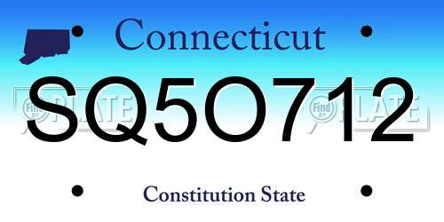 SQ5O712 Connecticut License Plate