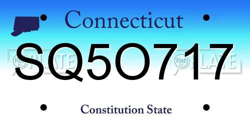 SQ5O717 Connecticut License Plate