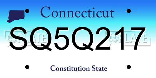 SQ5Q217 Connecticut License Plate