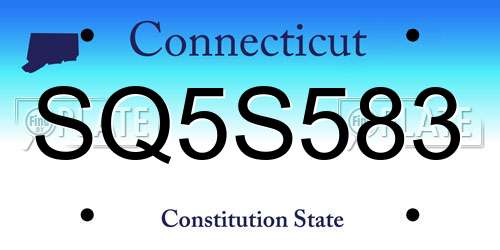 SQ5S583 Connecticut License Plate