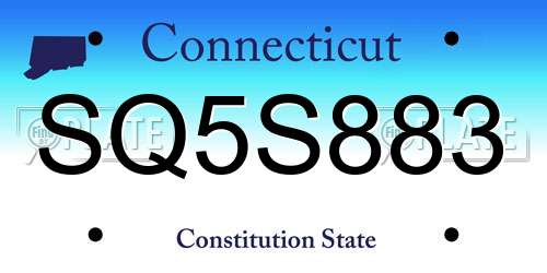 SQ5S883 Connecticut License Plate