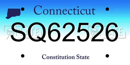 SQ62526 Connecticut License Plate