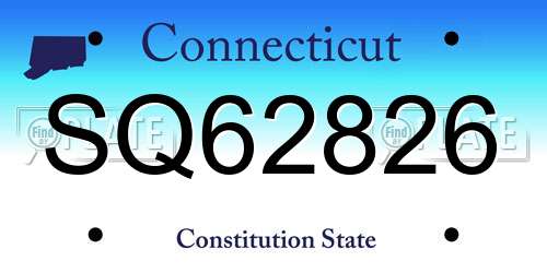 SQ62826 Connecticut License Plate