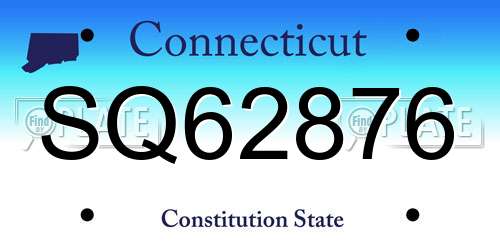 SQ62876 Connecticut License Plate