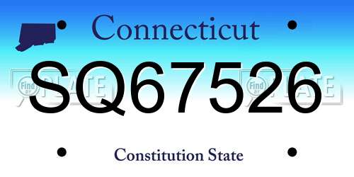 SQ67526 Connecticut License Plate