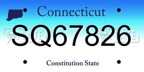 SQ67826 Connecticut License Plate