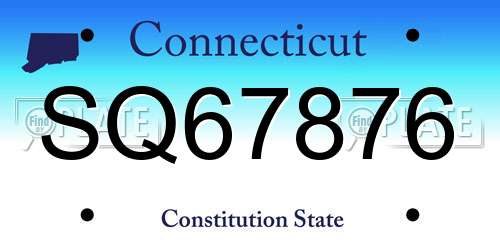 SQ67876 Connecticut License Plate