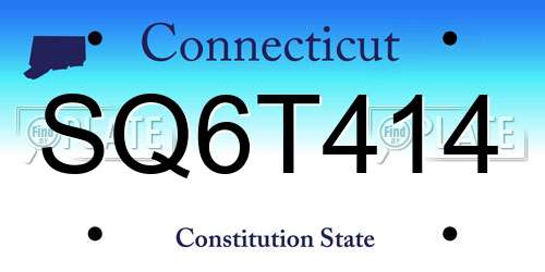 SQ6T414 Connecticut License Plate