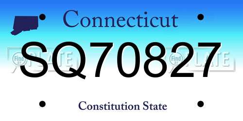 SQ70827 Connecticut License Plate