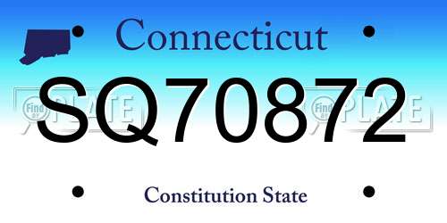 SQ70872 Connecticut License Plate
