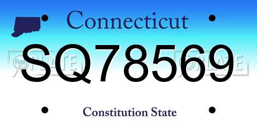 SQ78569 Connecticut License Plate
