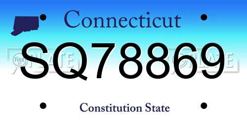 SQ78869 Connecticut License Plate