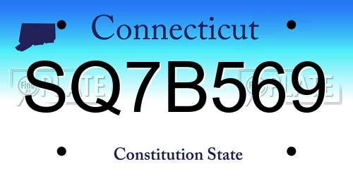 SQ7B569 Connecticut License Plate