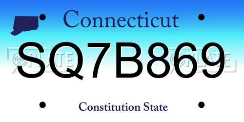 SQ7B869 Connecticut License Plate