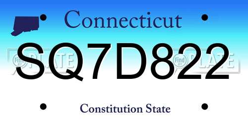 SQ7D822 Connecticut License Plate