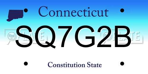SQ7G2B Connecticut License Plate