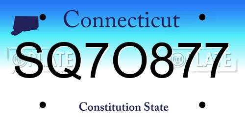 SQ7O877 Connecticut License Plate