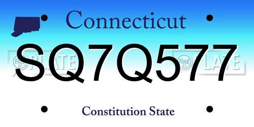 SQ7Q577 Connecticut License Plate