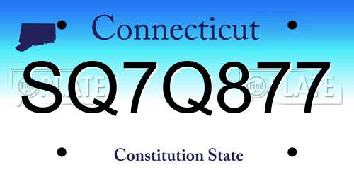SQ7Q877 Connecticut License Plate