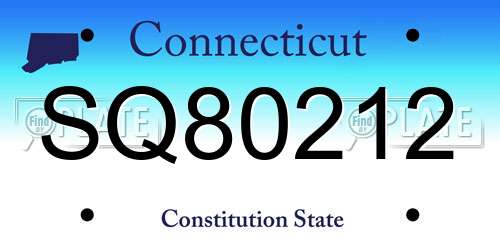 SQ80212 Connecticut License Plate