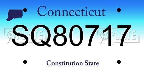 SQ80717 Connecticut License Plate