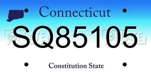 SQ85105 Connecticut License Plate