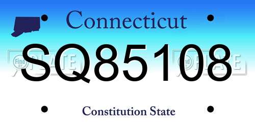 SQ85108 Connecticut License Plate
