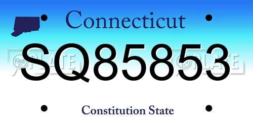 SQ85853 Connecticut License Plate