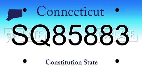 SQ85883 Connecticut License Plate