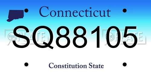 SQ88105 Connecticut License Plate