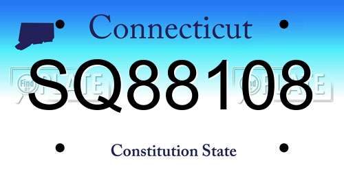 SQ88108 Connecticut License Plate