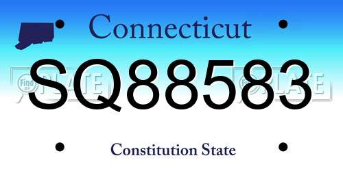 SQ88583 Connecticut License Plate