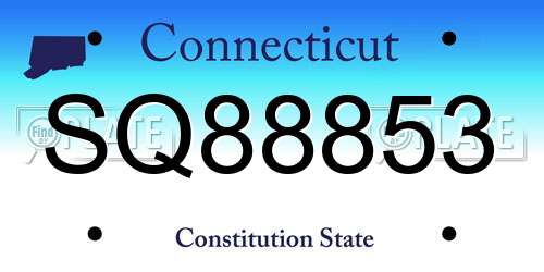 SQ88853 Connecticut License Plate