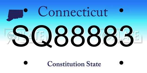 SQ88883 Connecticut License Plate