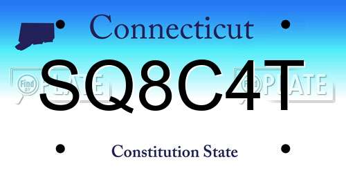SQ8C4T Connecticut License Plate