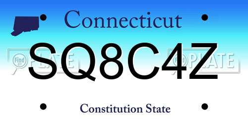 SQ8C4Z Connecticut License Plate