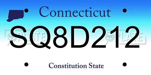 SQ8D212 Connecticut License Plate