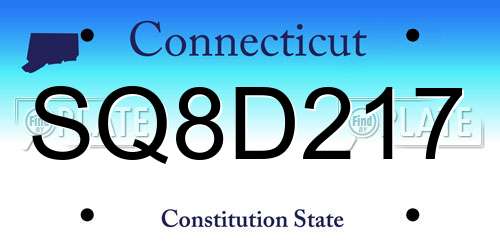 SQ8D217 Connecticut License Plate