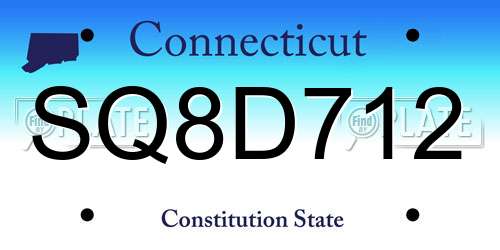 SQ8D712 Connecticut License Plate