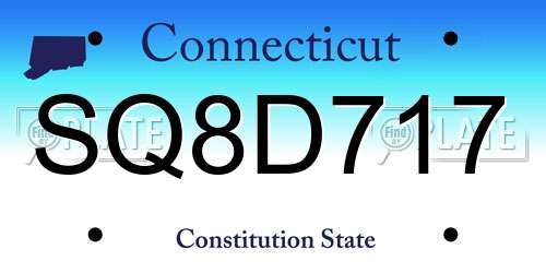 SQ8D717 Connecticut License Plate