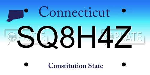SQ8H4Z Connecticut License Plate