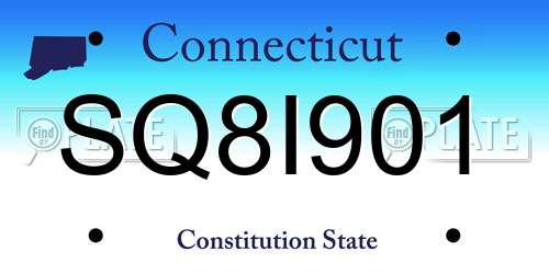 SQ8I901 Connecticut License Plate
