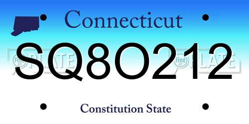 SQ8O212 Connecticut License Plate